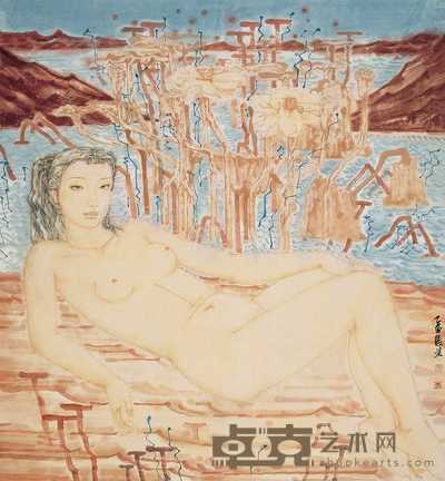 张望 荷塘小憩 镜心 91×90cm